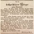 Zeitungsartikel des Magistratsrats  anlässlich seines Ausscheidens aus dem Magistrat nach 25 Jahren, Dezember 1843