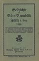 Geschichte der Räte-Republik Fürth i. Bay. 1919 - Titelseite grüne Variante