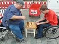 Stand der Partei Die Linke - beim Schachspielen, Sept. 2018