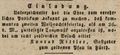 Werbeannonce der Gaststätte "<!--LINK'" 0:2-->", 1836
