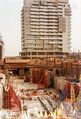 Bauarbeiten am Bahnhofplatz zur neuen U-Bahnhaltestelle Hauptbahnhof, April 1983