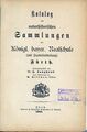 Innenseite: Katalog der naturhistorischen Sammlung der Königlich bayerischen Reaschule (mit Handelsschule) zusammengestellt von Heinrich Langhans, 1886