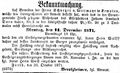 Angekündigte Versteigerung, Oktober 1871