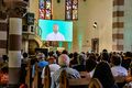 Gottesdienst in der Kirche St. Paul mittel einer KI auf der Leinwand während des Evang. Kirchentags, Juni 2023