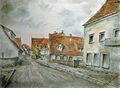 Die Ortsmitte in Stadeln um 1957, Gemälde von Rudolf Hofmann