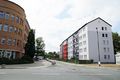 Blick in die Flurstraße, rechts die Gebäude 19 - 23, links die Pestalozzischule