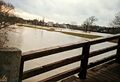 Blick vom Käppnersteg über das Hochwasser im Wiesengrund mit der Kapellenruh, Dezember 1993