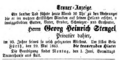 Traueranzeige für Georg Heinrich Stengel, Fürther Tagblatt vom 31. Mai 1863