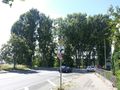 ehemaliger Zustand des Kreuzungsbereichs der Höfener Spange mit der Höfener Straße. Pappelwald an der Einmündung zur <!--LINK'" 0:38-->, von Osten aus gesehen.