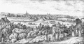 Stadtansicht von 1835, etwa vom heutigen <!--LINK'" 0:33--> aus, links im Bild der Meierskeller und rechts die heutige Gaststätte Schlössla