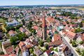 Blick über Burgfarrnbach - Bildmitte: Kirche St. Johannis, Juni 2019