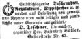 Zeitungsanzeige des Uhrmachers <!--LINK'" 0:20-->, Juni 1863