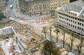 Bauarbeiten am Bahnhofplatz zur neuen U-Bahnhaltestelle Hauptbahnhof, April 1984