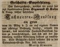 Zeitungsanzeige des Tuchwarenhändlers <!--LINK'" 0:43-->, April 1844