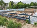 Blick von der <!--LINK'" 0:1--> auf den Neubau der Dreifachsporthalle Seeackerschule im Juni 2022