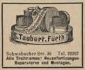 Werbe Eintrag im Fürther Adressbuch 1931 der in der <!--LINK'" 0:153--> hier damals ansässigen Treibriemenfabrik Taubert