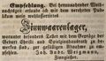 Zeitungsannonce des Zinngießers <!--LINK'" 0:36-->, November 1844