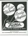 Werbung zur <!--LINK'" 0:6--> 1950 vom <a class="mw-selflink selflink">Modehaus Fiedler</a>