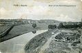 Blick über den Wiesengrund der Rednitz, im Vordergrund die heutige Uferpromenade, links der Königswartersteg, im Hintergrund die Cadolzburger Straße, gel. 1908