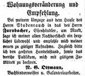 Wohnungsveränderung des Buchbindermeisters <!--LINK'" 0:15-->, August 1855