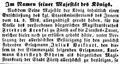 Befehl der Königlichen Regierung, dass nicht der gewählte erste Ersatzmann <a class="mw-selflink selflink">Julius Volkhart</a>, sondern der zweite Ersatzmann, Christoph Böheim, als Nachfolger des verstorbenen Magistratsrats <!--LINK'" 0:26--> eingesetzt werden muss.