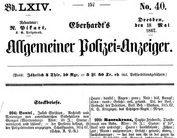 Datei:Steckbrief Bantel Allg.Polizei-Anz.1867.png
