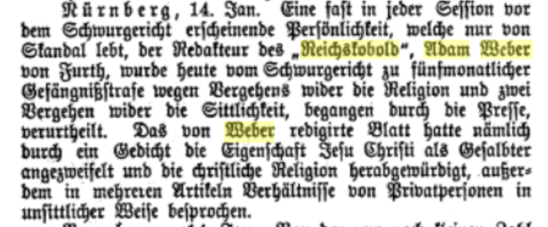 Datei:Verurteilung Weber, Landshuter Zeitung - 1884, S. 106.png