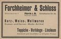 Werbung im Fürther Adressbuch von 1931 der ehem. Firma <!--LINK'" 0:83--> am <!--LINK'" 0:84-->, in ... <span class="smw-highlighter" data-type="8" data-state="inline" data-title="Hinweis" title="Werbung im Fürther Adressbuch von 1931 der ehem. Firma Forchheimer &amp; Schloss am Obstmarkt 1, in dessen Gebäude jetzt das Papierhaus Schöll etabliert ist.Urheber: Fürther Adressbuch 1931Lizenz: CC BY-SA 3.0"><span class="smwtticon note"></span><span class="smwttcontent">Werbung im Fürther Adressbuch von 1931 der ehem. Firma <!--LINK'" 0:85--> am <!--LINK'" 0:86-->, in dessen Gebäude jetzt das <!--LINK'" 0:87--> etabliert ist.<br>Urheber: Fürther Adressbuch 1931<br><br>Lizenz: CC BY-SA 3.0</span></span>