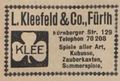 Werbung im Fürther Adressbuch von <a class="mw-selflink selflink">1931</a> der <!--LINK'" 0:23--> <span class="smw-highlighter" data-type="8" data-state="inline" data-title="Hinweis" title="Urheber: Fürther Adressbuch 1931Lizenz: CC BY-SA 3.0"><span class="smwtticon note"></span><span class="smwttcontent">Urheber: Fürther Adressbuch 1931<br><br>Lizenz: CC BY-SA 3.0</span></span>