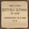 Stolperstein Berthold Gutmann (Erlangen) <span class="smw-highlighter" data-type="8" data-state="inline" data-title="Hinweis" title="Urheber: Christian MichelidesLizenz: CC BY-SA 3.0"><span class="smwtticon note"></span><span class="smwttcontent">Urheber: Christian Michelides<br><br>Lizenz: CC BY-SA 3.0</span></span>