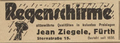 Werbeanzeige Regenschirmfabrikant Jean Ziegele, Mai 1933 <span class="smw-highlighter" data-type="8" data-state="inline" data-title="Hinweis" title="Lizenz: PDM"><span class="smwtticon note"></span><span class="smwttcontent">Lizenz: PDM</span></span>