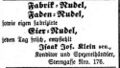 Werbeannonce des Konditors Isaak Klein in der Sterngasse, Sep. 1857 <span class="smw-highlighter" data-type="8" data-state="inline" data-title="Hinweis" title="Lizenz: NoC-NC 1.0"><span class="smwtticon note"></span><span class="smwttcontent">Lizenz: NoC-NC 1.0</span></span>