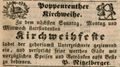 Zeitungsannonce des Wirts Nitzelberger, Einladung zur Poppenreuther Kirchweih, September 1845 <span class="smw-highlighter" data-type="8" data-state="inline" data-title="Hinweis" title="Lizenz: NoC-NC 1.0"><span class="smwtticon note"></span><span class="smwttcontent">Lizenz: NoC-NC 1.0</span></span>