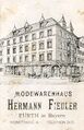 Werbekarte vom Modehaus Fiedler, gel. Jan 1912 <span class="smw-highlighter" data-type="8" data-state="inline" data-title="Hinweis" title="Urheber: unbekanntLizenz: CC BY-SA 4.0"><span class="smwtticon note"></span><span class="smwttcontent">Urheber: unbekannt<br><br>Lizenz: CC BY-SA 4.0</span></span>