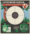 Historische Zielscheibe für Luftgewehr mit Werbung für Dynamit-Produkt (Luftgewehrkugeln) von 1956 <span class="smw-highlighter" data-type="8" data-state="inline" data-title="Hinweis" title="Lizenz: CC BY-SA 3.0"><span class="smwtticon note"></span><span class="smwttcontent">Lizenz: CC BY-SA 3.0</span></span>