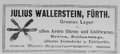 Wallersteinanzeige in Schmittner's Adreß und Geschäfts-Handbuch von Fürth 1893 <span class="smw-highlighter" data-type="8" data-state="inline" data-title="Hinweis" title="Lizenz: CC BY-SA 3.0"><span class="smwtticon note"></span><span class="smwttcontent">Lizenz: CC BY-SA 3.0</span></span>