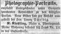 Zeitungsanzeige des Porzellanmalers und Photographen <a class="mw-selflink selflink">Konrad Kießling</a>, Oktober 1855 <span class="smw-highlighter" data-type="8" data-state="inline" data-title="Hinweis" title="Lizenz: NoC-NC 1.0"><span class="smwtticon note"></span><span class="smwttcontent">Lizenz: NoC-NC 1.0</span></span>