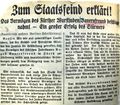 Hetzartikel des Stürmer mit der Erklärung Bauernfreunds zum "Staatsfeind" <span class="smw-highlighter" data-type="8" data-state="inline" data-title="Hinweis" title="Lizenz: CC BY-SA 3.0"><span class="smwtticon note"></span><span class="smwttcontent">Lizenz: CC BY-SA 3.0</span></span>