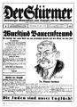 Der Stürmer - "Wurstjud Bauernfreund", Ausgabe des Streicher-Hetzblattes vom Feb. 1929 <span class="smw-highlighter" data-type="8" data-state="inline" data-title="Hinweis" title="Urheber: Der StürmerLizenz: CC BY-SA 3.0"><span class="smwtticon note"></span><span class="smwttcontent">Urheber: Der Stürmer<br><br>Lizenz: CC BY-SA 3.0</span></span>