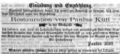 Zeitungsanzeige des Wirts Paulus Kütt, März 1862 <span class="smw-highlighter" data-type="8" data-state="inline" data-title="Hinweis" title="Lizenz: NoC-NC 1.0"><span class="smwtticon note"></span><span class="smwttcontent">Lizenz: NoC-NC 1.0</span></span>