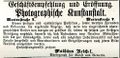Anzeige des Fotografs Matthäus Reichel im Fürther Tagblatt vom 7. Dez. 1884 <span class="smw-highlighter" data-type="8" data-state="inline" data-title="Hinweis" title="Urheber: Fürther TagblattLizenz: CC BY-SA 3.0"><span class="smwtticon note"></span><span class="smwttcontent">Urheber: <!--LINK'" 0:64--><br><br>Lizenz: CC BY-SA 3.0</span></span>
