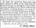 Anzeige zum Abschied von Fürth, Februar 1867 <span class="smw-highlighter" data-type="8" data-state="inline" data-title="Hinweis" title="Lizenz: NoC-NC 1.0"><span class="smwtticon note"></span><span class="smwttcontent">Lizenz: NoC-NC 1.0</span></span>