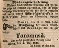 Johann Hofmann eröffnet seine Wirtschaft im Felder´schen Haus auf dem <!--LINK'" 0:43-->, Mai 1848 <span class="smw-highlighter" data-type="8" data-state="inline" data-title="Hinweis" title="Lizenz: NoC-NC 1.0"><span class="smwtticon note"></span><span class="smwttcontent">Lizenz: NoC-NC 1.0</span></span>