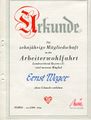 Urkunde zur zehnjährigen Mitgliedschaft der <a class="mw-selflink selflink">Arbeiterwohlfahrt</a> Ortsverein <!--LINK'" 0:68--> 1966 <span class="smw-highlighter" data-type="8" data-state="inline" data-title="Hinweis" title="Urheber: ArbeiterwohlfahrtLizenz: CC BY-SA 3.0"><span class="smwtticon note"></span><span class="smwttcontent">Urheber: <a class="mw-selflink selflink">Arbeiterwohlfahrt</a><br><br>Lizenz: CC BY-SA 3.0</span></span>