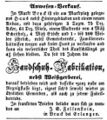 Hausverkauf in Bruck, Felsenstein; Fürther Tagblatt 1. August 1851 <span class="smw-highlighter" data-type="8" data-state="inline" data-title="Hinweis" title="Urheber: Fürther TagblattLizenz: CC BY-SA 3.0"><span class="smwtticon note"></span><span class="smwttcontent">Urheber: <!--LINK'" 0:22--><br><br>Lizenz: CC BY-SA 3.0</span></span>