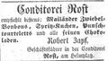 Zeitungsanzeige Conditorei Rost, Mai 1855 <span class="smw-highlighter" data-type="8" data-state="inline" data-title="Hinweis" title="Lizenz: NoC-NC 1.0"><span class="smwtticon note"></span><span class="smwttcontent">Lizenz: NoC-NC 1.0</span></span>