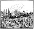 Die Dampflokomotive <!--LINK'" 0:144--> bei der Eröffnung der <a class="mw-selflink selflink">Ludwigseisenbahn</a>, 1835 <span class="smw-highlighter" data-type="8" data-state="inline" data-title="Hinweis" title="Lizenz: CC BY-NC-SA 4.0"><span class="smwtticon note"></span><span class="smwttcontent">Lizenz: CC BY-NC-SA 4.0</span></span>