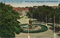 "Bahnhofsplatz mit Kunstbrunnen" (Centaurenbrunnen), colorierte Ansichtskarte, gelaufen 1935 <span class="smw-highlighter" data-type="8" data-state="inline" data-title="Hinweis" title="Urheber: unbekannt"><span class="smwtticon note"></span><span class="smwttcontent">Urheber: unbekannt<br></span></span>