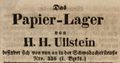 Zeitungsanzeige des Papierhändlers <!--LINK'" 0:73-->, Juli 1848 <span class="smw-highlighter" data-type="8" data-state="inline" data-title="Hinweis" title="Lizenz: NoC-NC 1.0"><span class="smwtticon note"></span><span class="smwttcontent">Lizenz: NoC-NC 1.0</span></span>