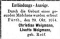 Zeitungsanzeige von <!--LINK'" 0:46-->, Oktober 1874 <span class="smw-highlighter" data-type="8" data-state="inline" data-title="Hinweis" title="Lizenz: NoC-NC 1.0"><span class="smwtticon note"></span><span class="smwttcontent">Lizenz: NoC-NC 1.0</span></span>